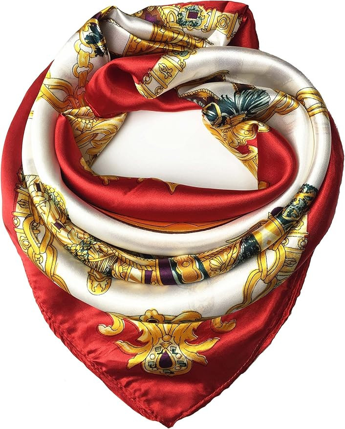 YOUR SMILE Silk Like Scarf Women's Fashion Pattern Large Square Satin Headscarf Headdress | Amazon (US)