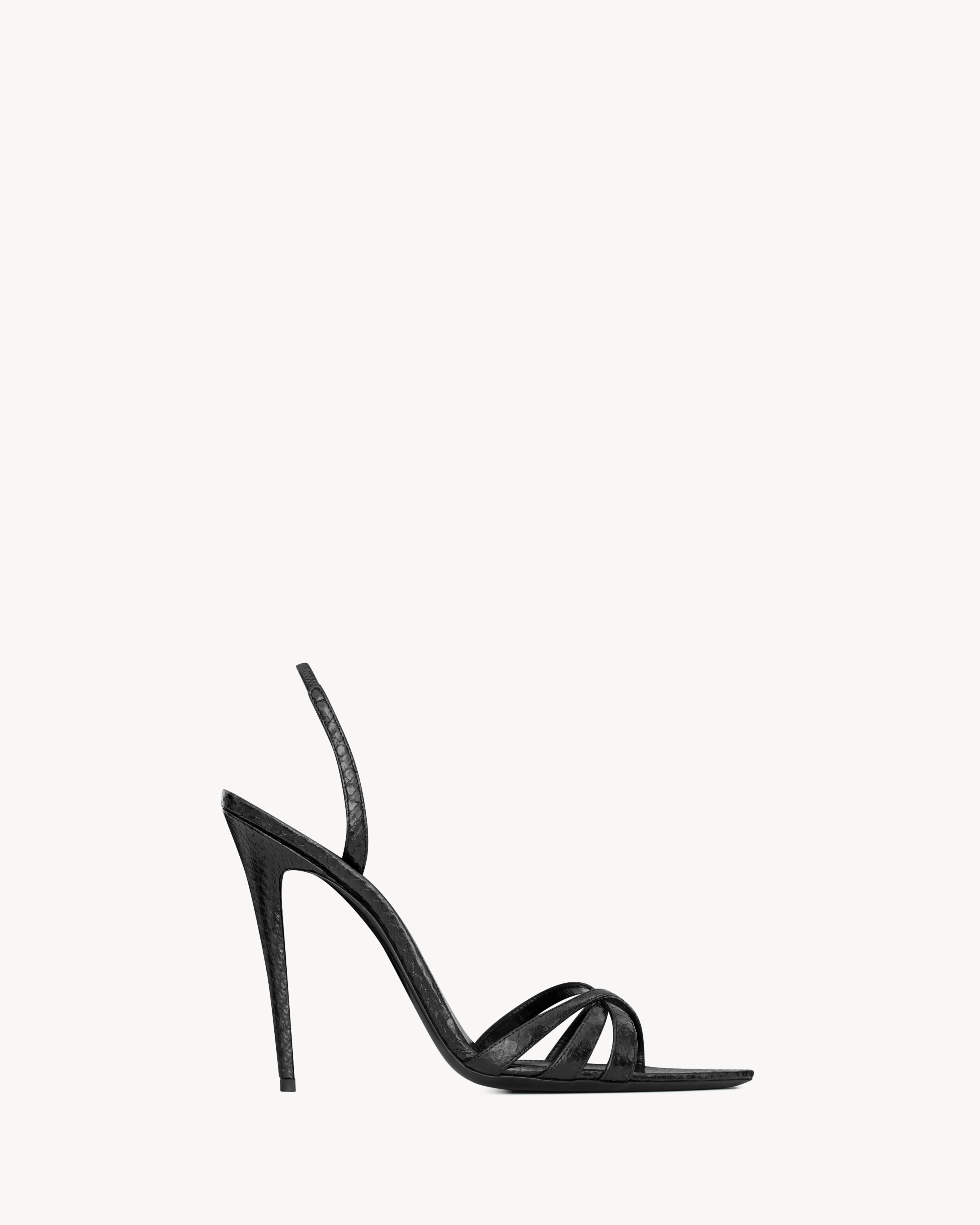 Saint Laurent Kate Sandals In Python-Embossed Leather - Black - Women - 37.5 | Saint Laurent Inc. (Global)