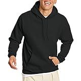 Hanes Men's Pullover EcoSmart Hooded Sweatshirt, Black, Large at Amazon Men’s Clothing store | Amazon (US)