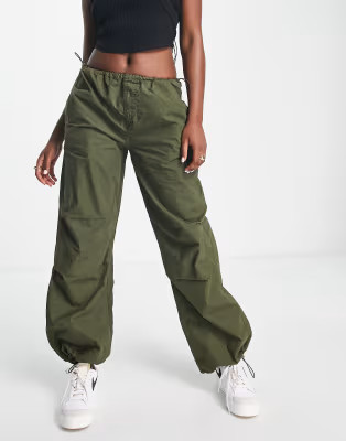Stradivarius STR oversized parachute pants in khaki | ASOS (Global)
