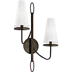 Troy Lighting B6292 Marcel - Two Light Wall Sconce, Bronze Finish with Off-White Cotton Shade | Amazon (US)