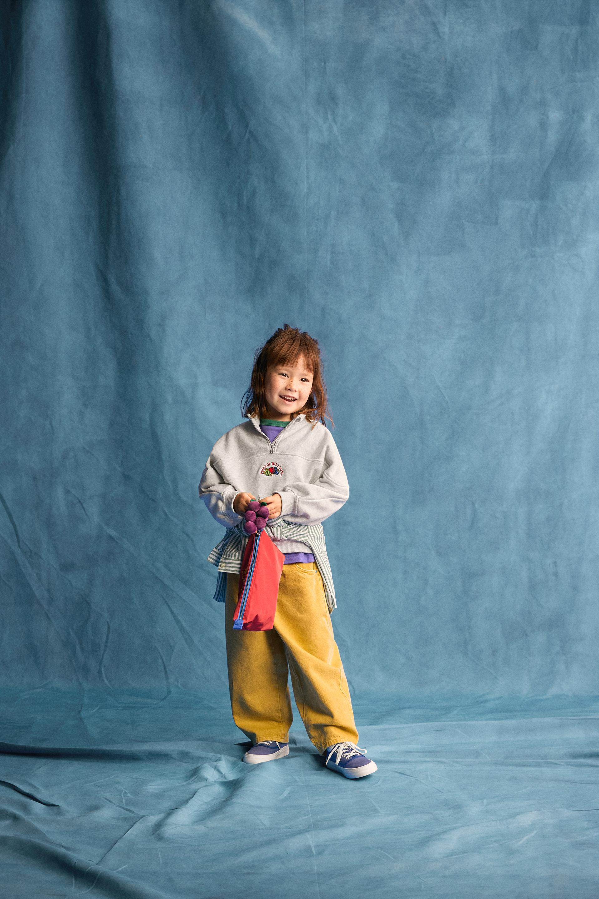 Zara - Fruit Of The Loom™ Embroidered Twill Trousers - Mustard - 2 Years (36,2 Inches) - Kids | Zara US
