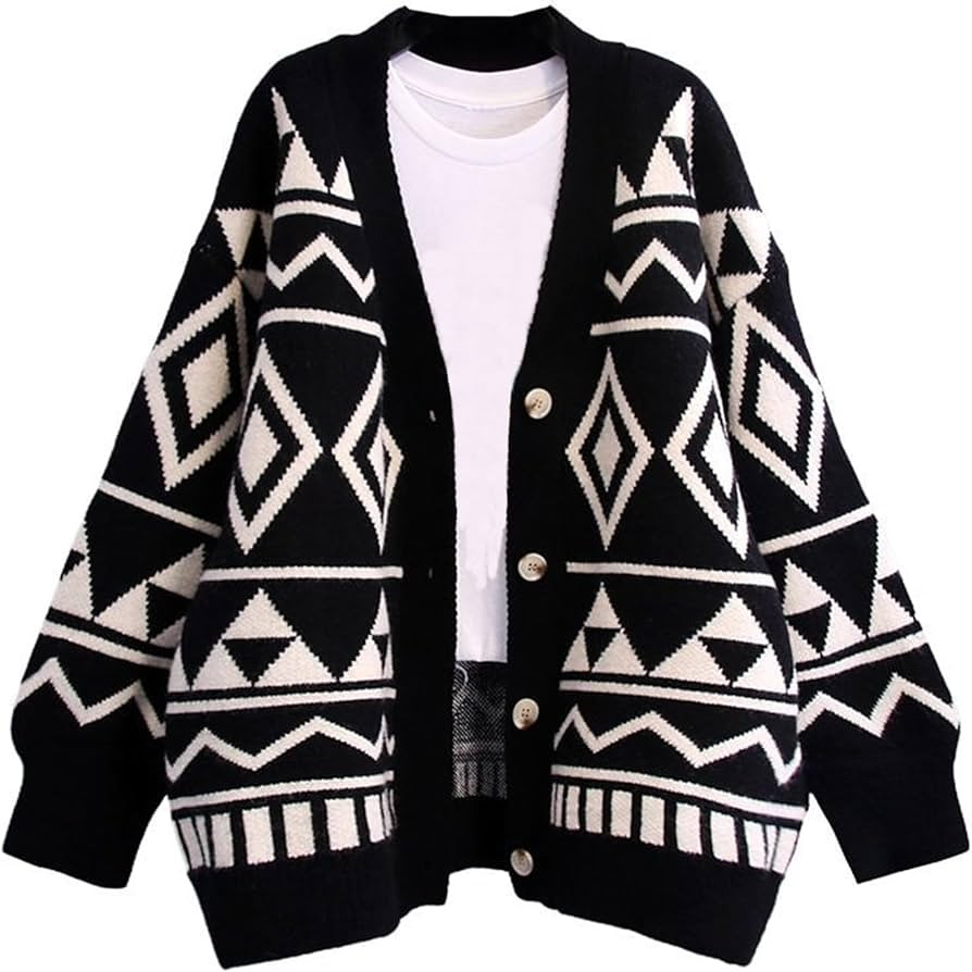 Women's Ling Shape Knitted Cardigan Fair Isle Sweaters Casual Open Front Long Sleeve Knit Sweater... | Amazon (US)