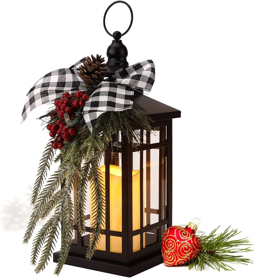 Christmas Decorations Christmas Lantern, Christmas Decorative Candle Lantern, 14 Inch Outdoor Can... | Amazon (US)