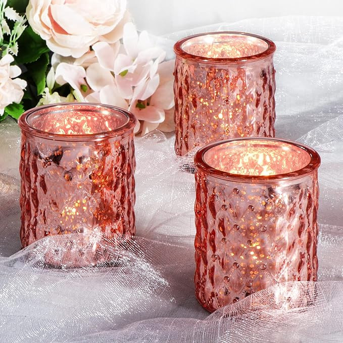 NITIME 12pcs Rose Gold Votive Candle Holders, Tealight Candle Holder for Rose Gold Party Decorati... | Amazon (US)