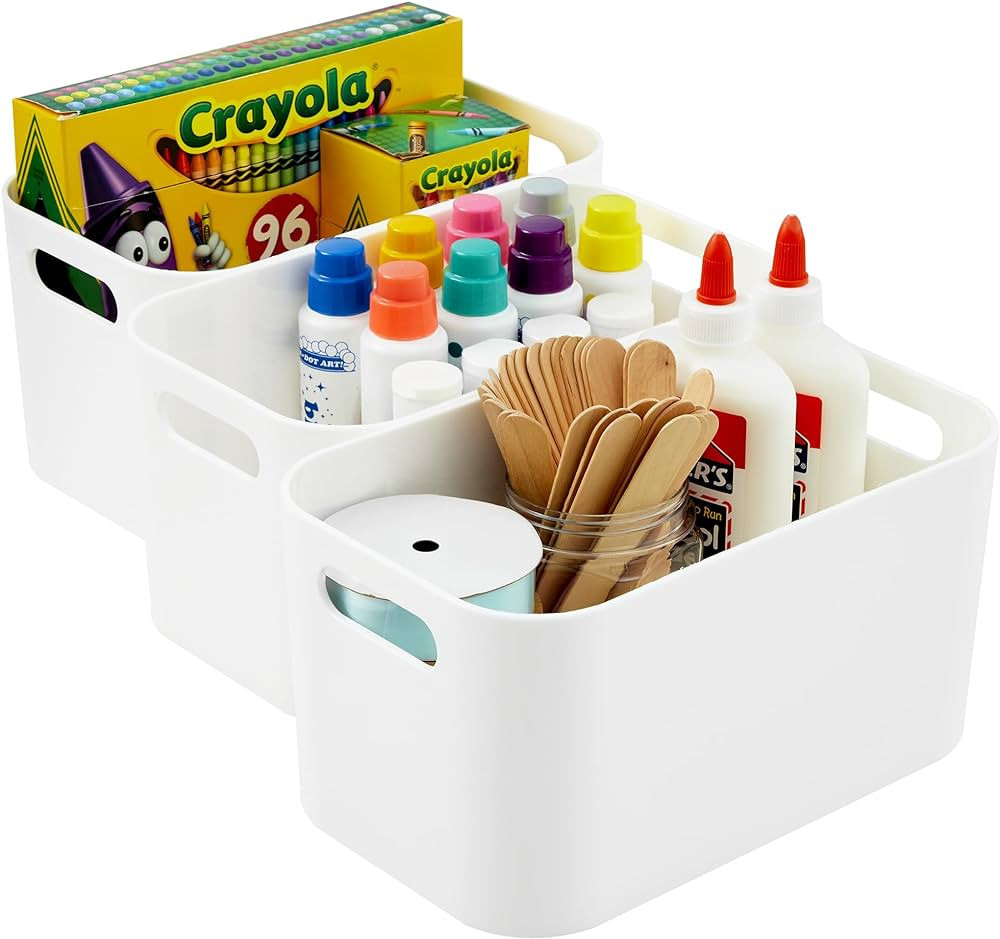 STORi 10" x 6" Open Plastic Organizer Bin (Set of 3) White | Rectangular Arts & Crafts Storage Co... | Amazon (US)