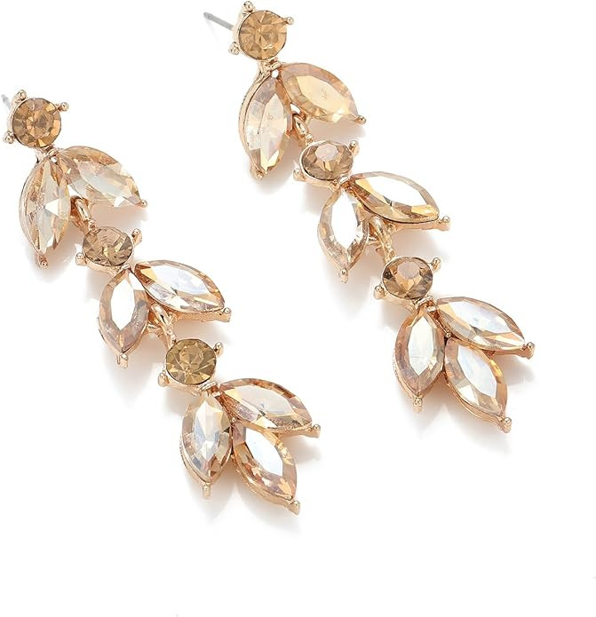 Wedding Rhinestone Dangle Earrings Elegant Bridal Crystal Drop Earrings for Women Bridesmaids Gue... | Amazon (US)