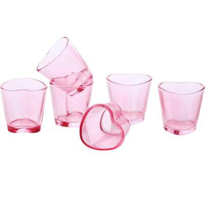 6/12Pcs Heart Shaped Shot Glasses Set 1.5 Oz Clear Cute Mini Shot Glasses Tequila Heart Cup For Whiskey Tequila Vodka Liquor Party Valentine's Day Chr | SHEIN