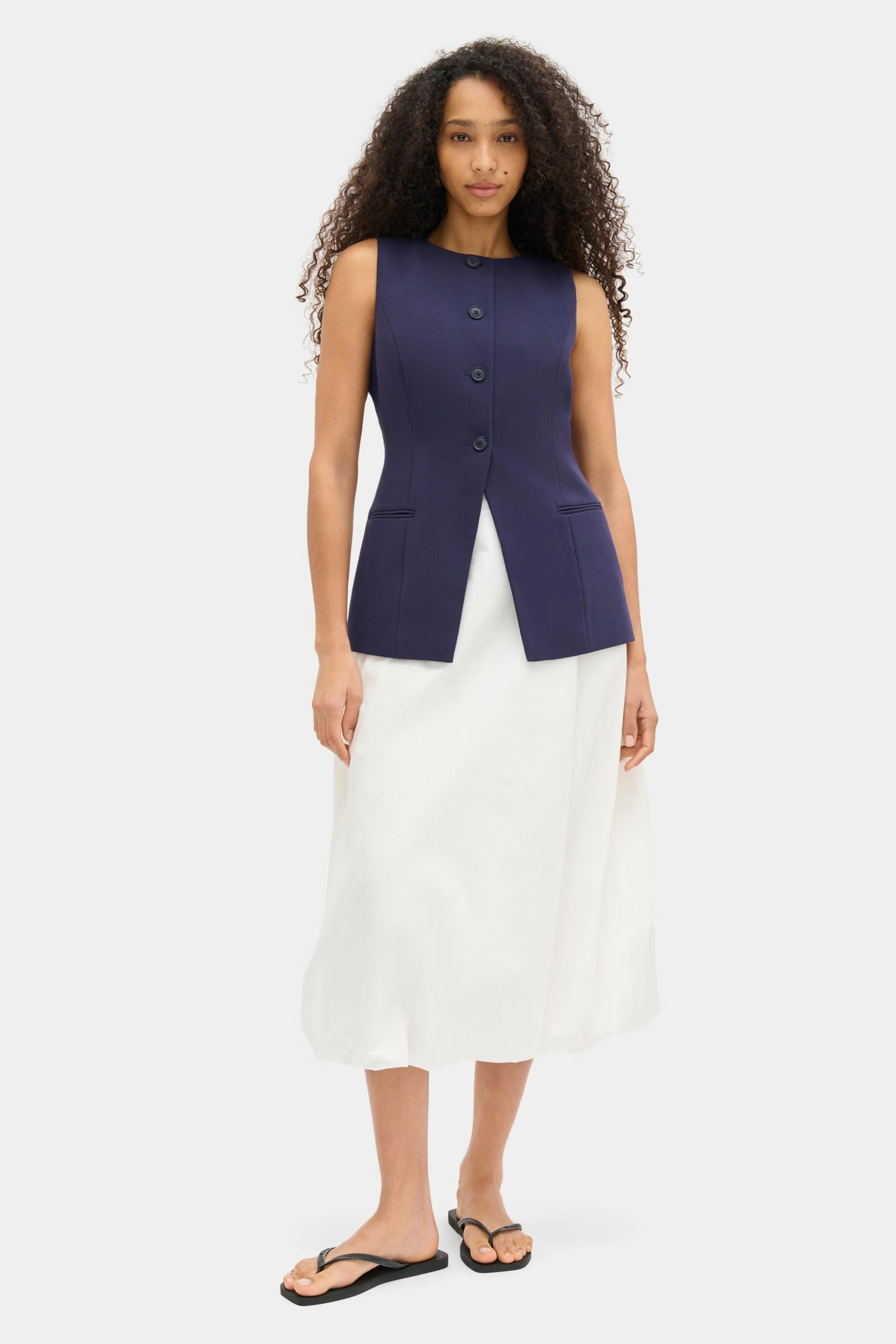 ALIGNE Long Waistcoat - Navy | Leo | ALIGNE UK & EU