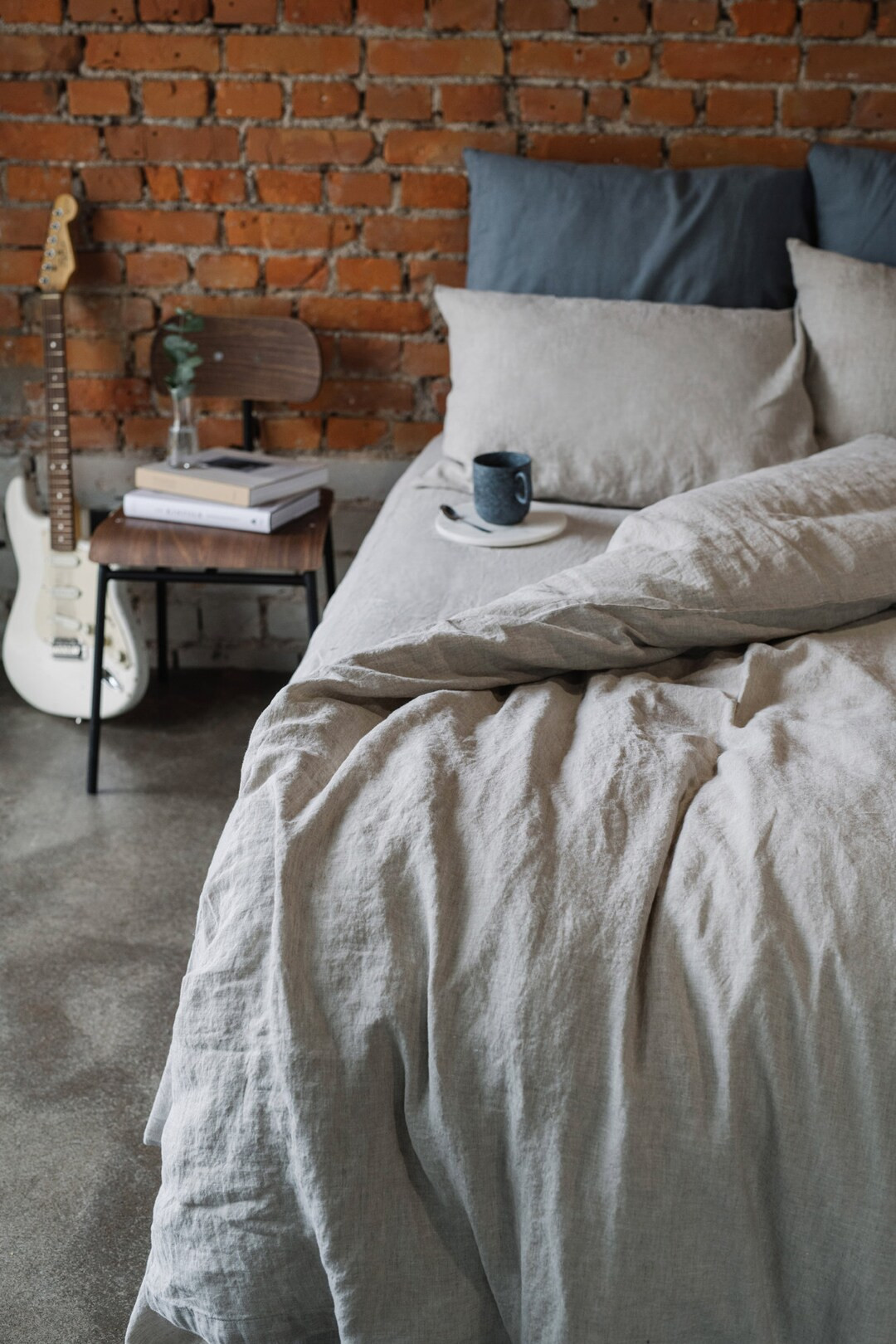 Linen duvet cover in Melange. King bed duvet cover. Beige duvet cover QUEEN. Scandinavian style l... | Etsy (US)