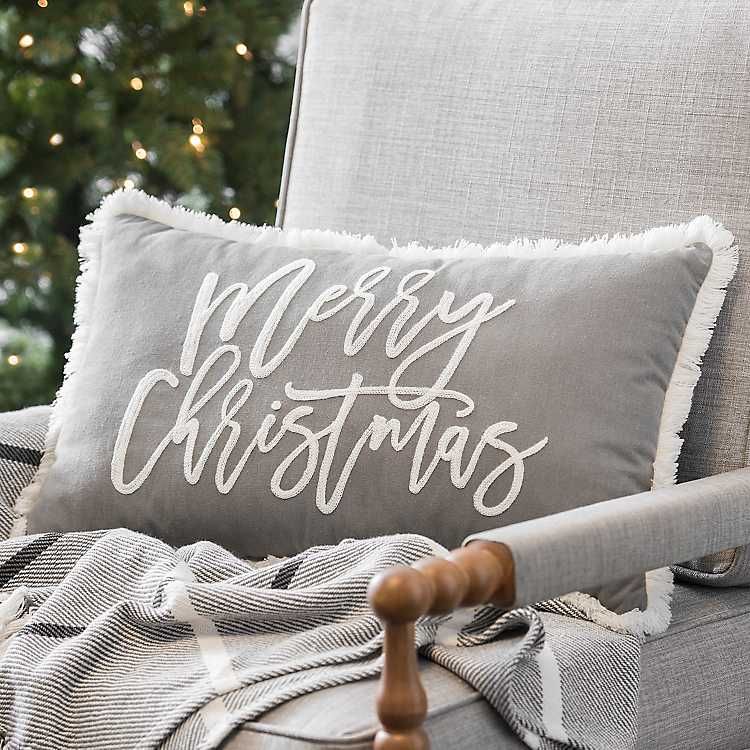 Gray Merry Christmas Accent Pillow | Kirkland's Home