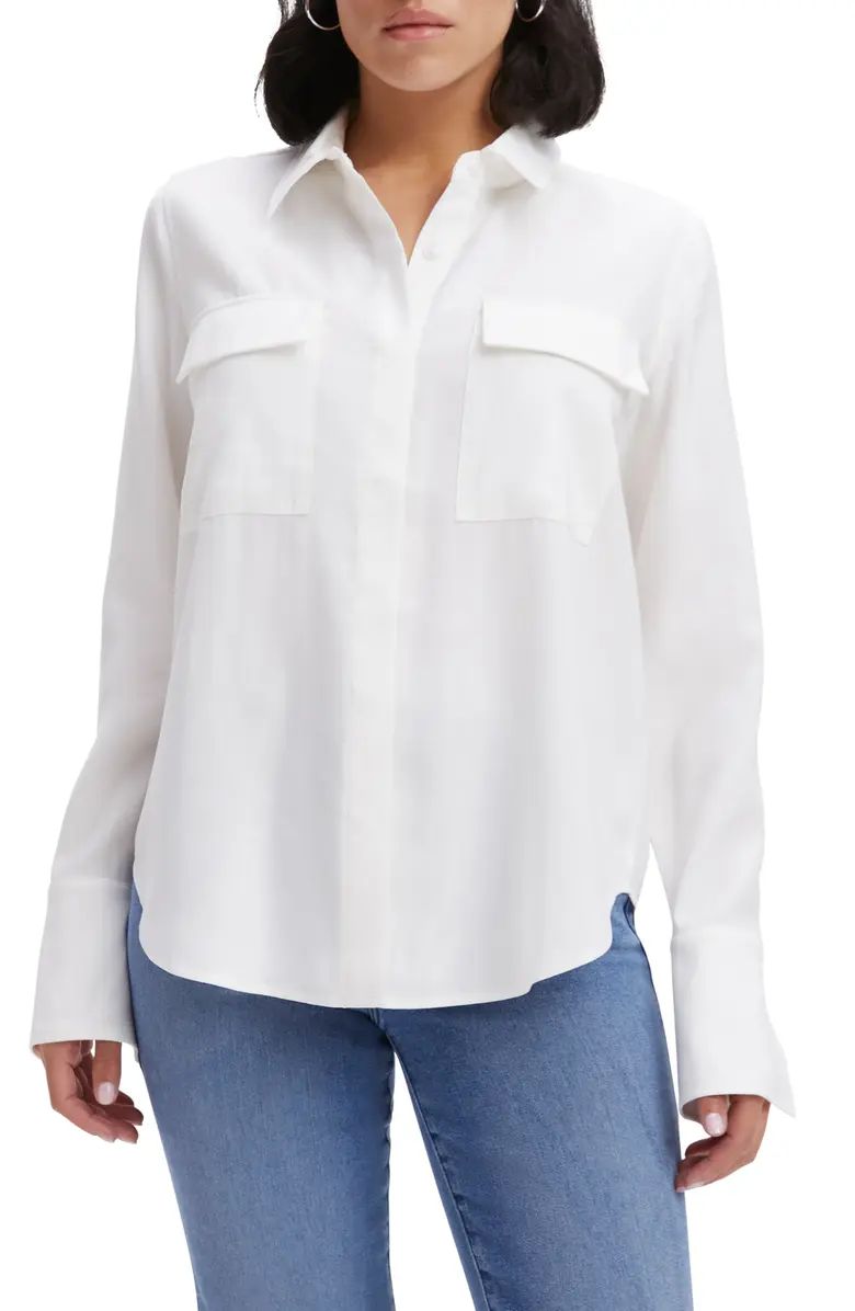 Good American Flap Pocket Button-Up Shirt | Nordstrom | Nordstrom