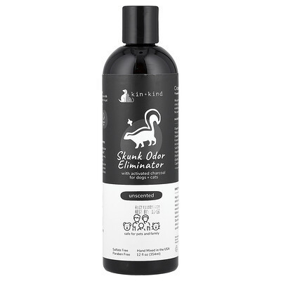 Kin+Kind, Skunk Odor Eliminator Shampoo, For Dogs + Cats, Unscented, 12 fl oz (354 ml) | iHerb