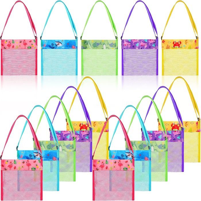 Frienda 15 Pack Mesh Beach Tote Bag, Seashell Bags, Bag Toys Organizer for Holding Beach Children... | Amazon (US)