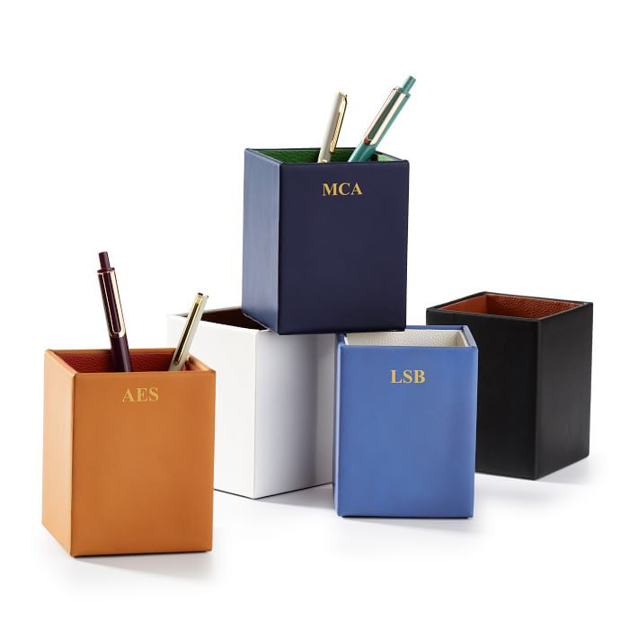 Italian Leather Pen Cup | Mark and Graham