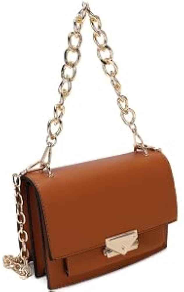 Chain Top-Handle Square Flap Clutch Satchel Vegan Leather Crossbody Purse | Amazon (US)