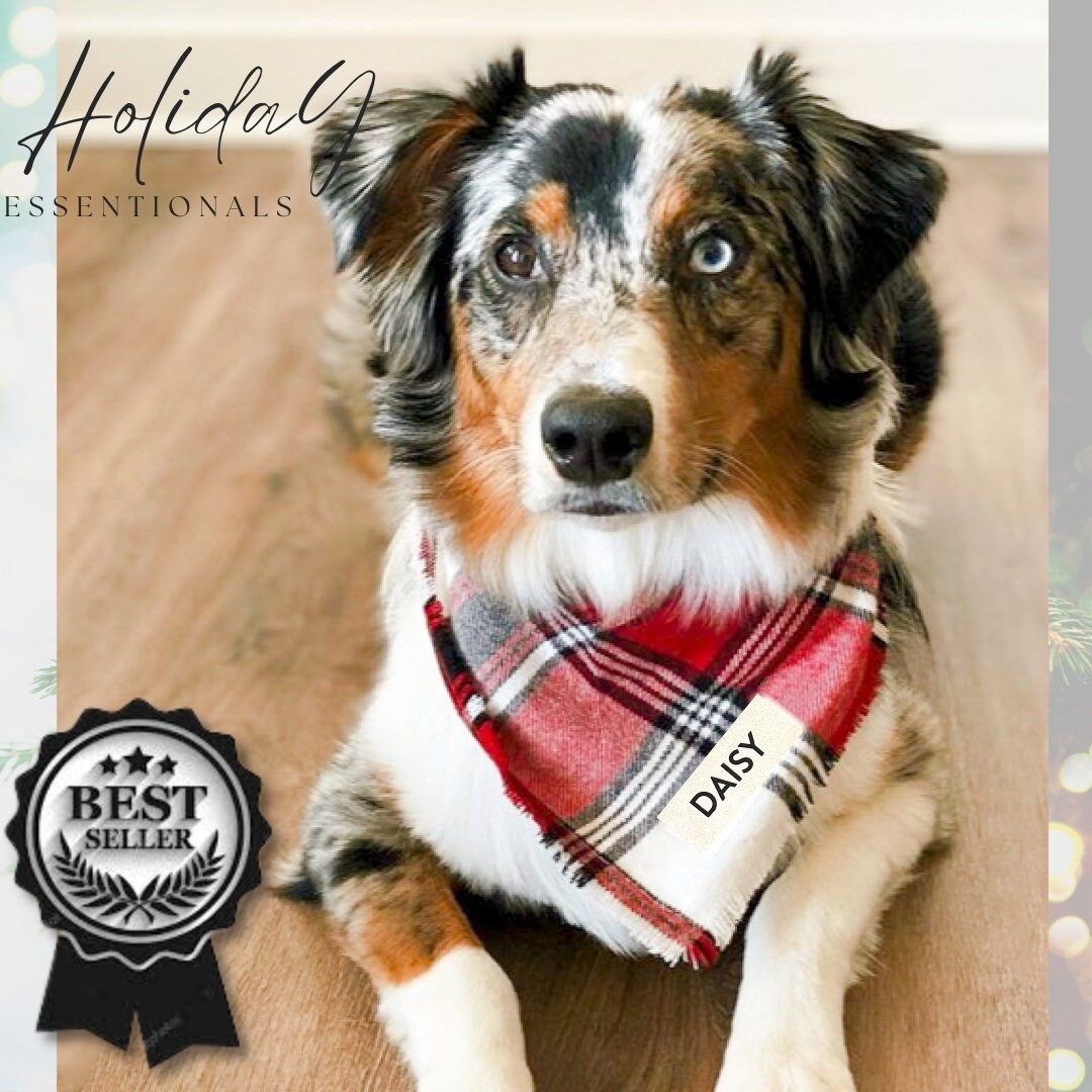 Personalized Christmas Dog Bandana Red Buffalo Plaid Pet Bandana - Etsy | Etsy (US)