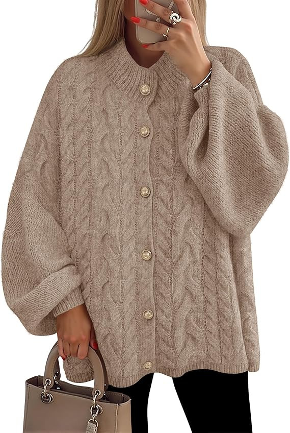 ZESICA Women's Fall 2025 Cardigan Sweaters Long Sleeve Button Down Oversized Soft Knit Winter Coa... | Amazon (US)