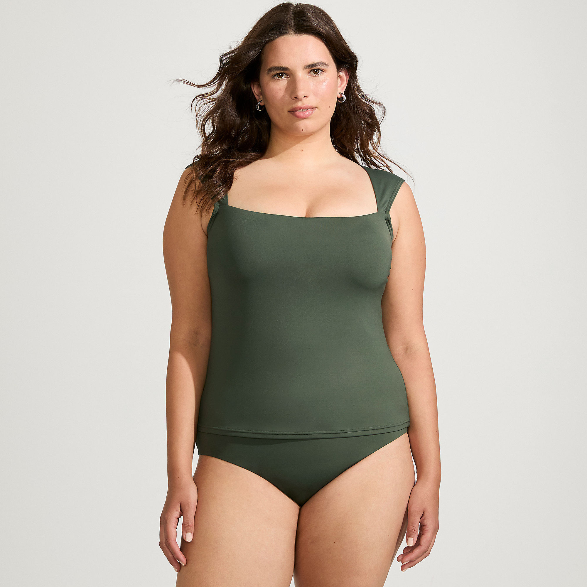 Women's Plus Size Square Neck Underwire Tankini Top | Lands' End (US)