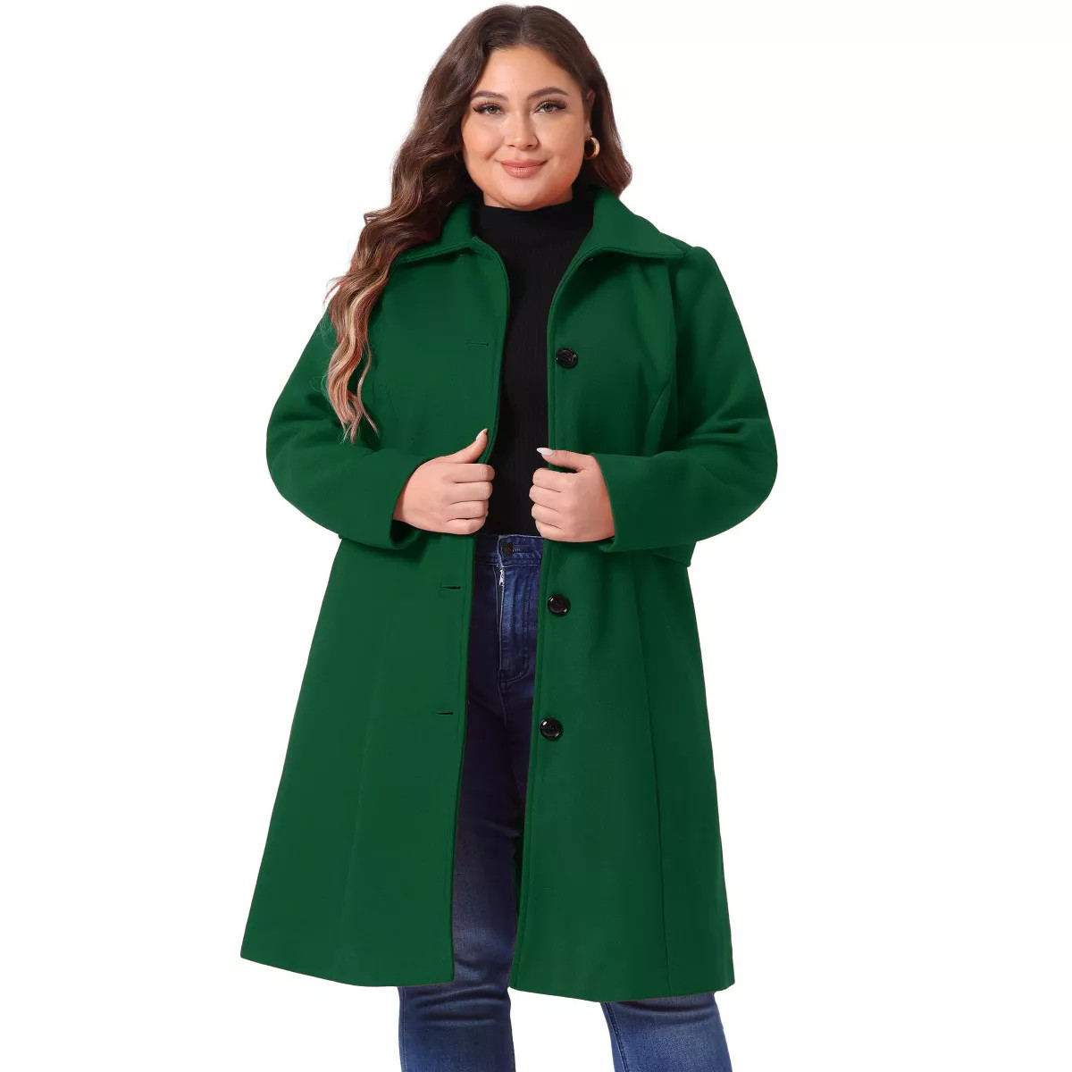 Agnes Orinda Women's Plus Size Winter Single Breasted Outfits Utility Belted Fashion Overcoats Da... | Target