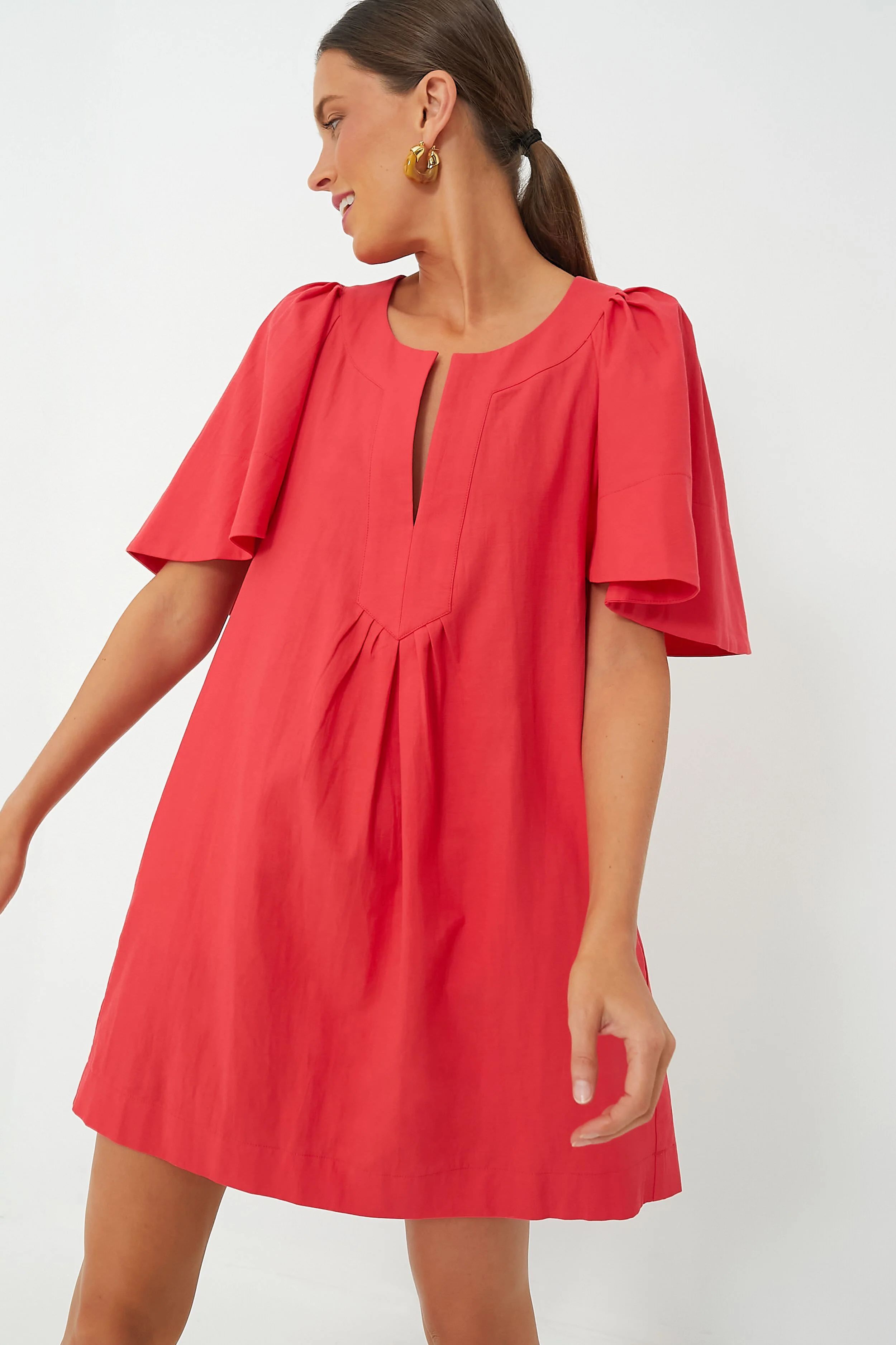 Red Finley Flutter Sleeve Dress | Tuckernuck (US)