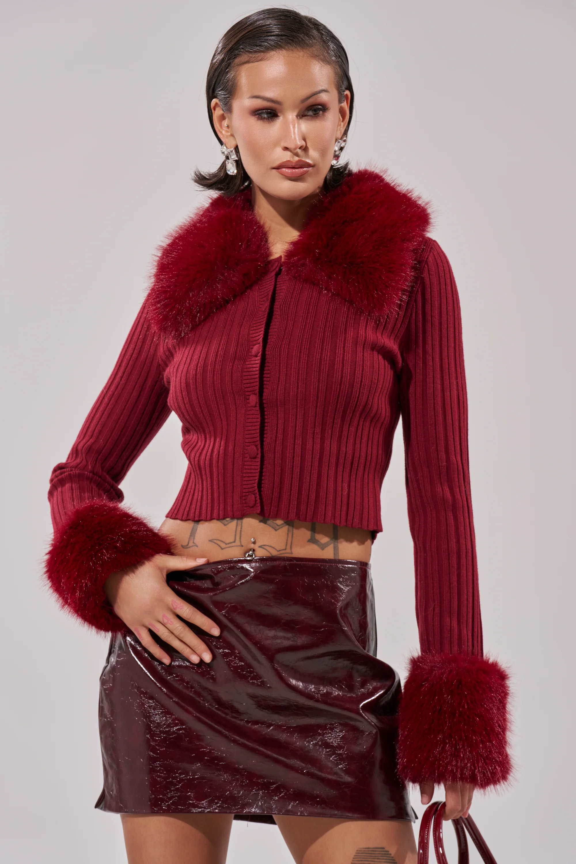 EASE MY MIND CARDIGAN WITH FUR TRIM | AKIRA