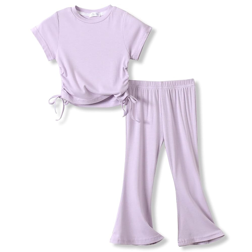 ACESTAR Toddler Baby Girls Clothes Set 2 Piece Summer Outfits Solid Short Sleeve T-Shirts Tee & F... | Amazon (US)