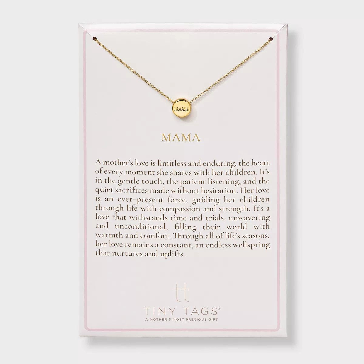 Tiny Tags 14K Gold Ion Plated Mama Slider Circle Pendant Necklace - Gold | Target