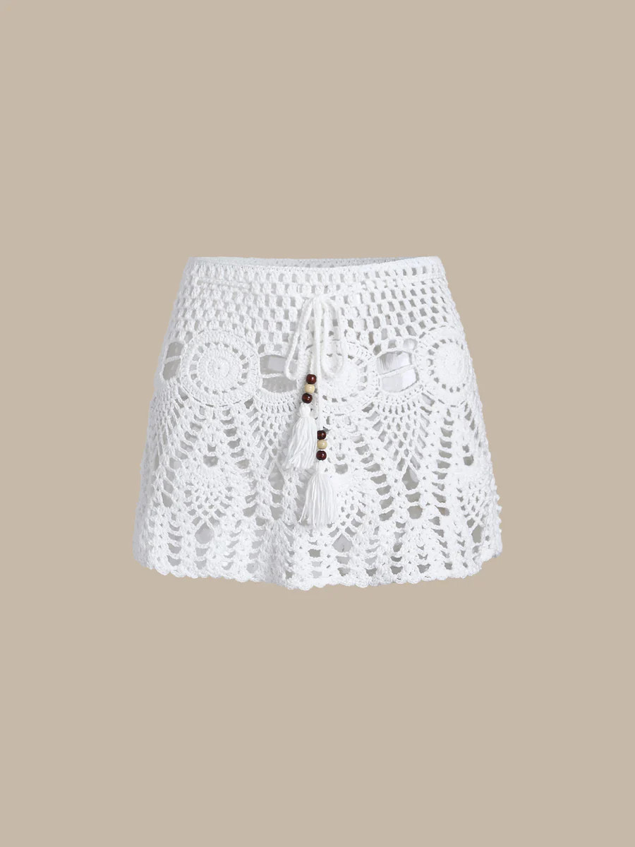 White Crochet Cover-Up Skirt & Reviews - White - Sustainable Cover-ups | BERLOOK | BERLOOK