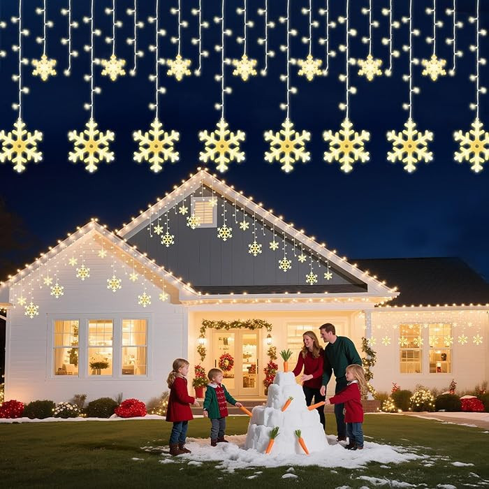 Brightown Snowflake Christmas Lights,20Ft 228 LED Icicle Lights for Outside with 24 Drops,Connect... | Amazon (US)