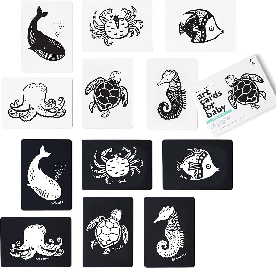 Wee Gallery Art Cards for Baby, Durable High Contrast Black and White Animal Flashcards for Newbo... | Amazon (US)