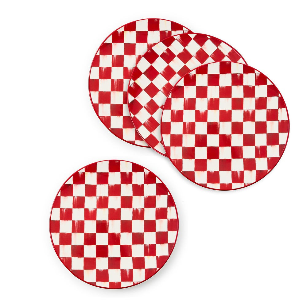 Cherry Check Dinner Plates, Set of 4 | MacKenzie-Childs