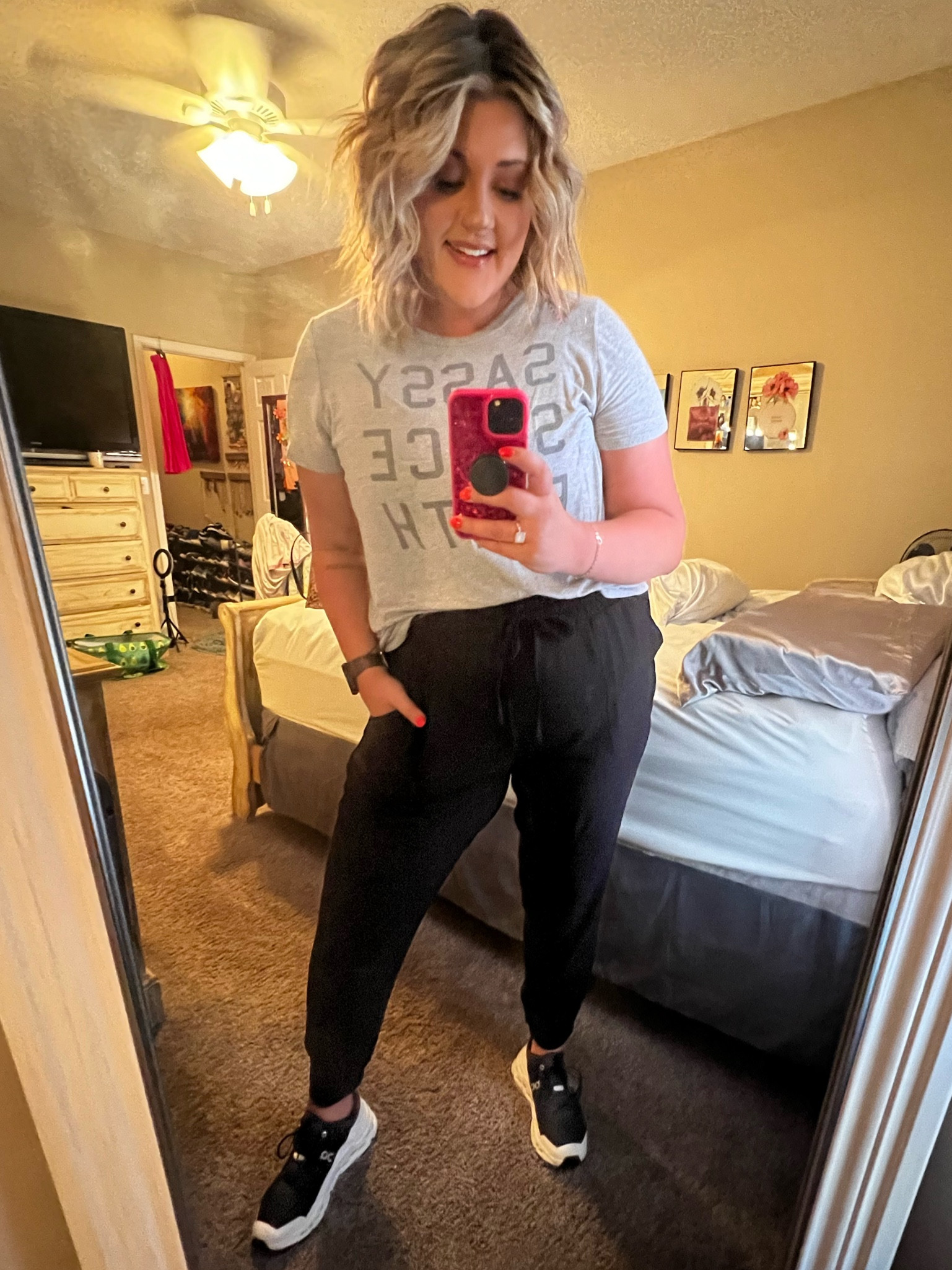 Comfy days as a teacher just HIT DIFFERENT!! Joggers & my favorite sneakers by OnCloud 😍 & in case you missed it, the shirt says “Sassy Since Birth” which is SO fitting 😂

#LTKworkwear #LTKcurves #LTKfitness