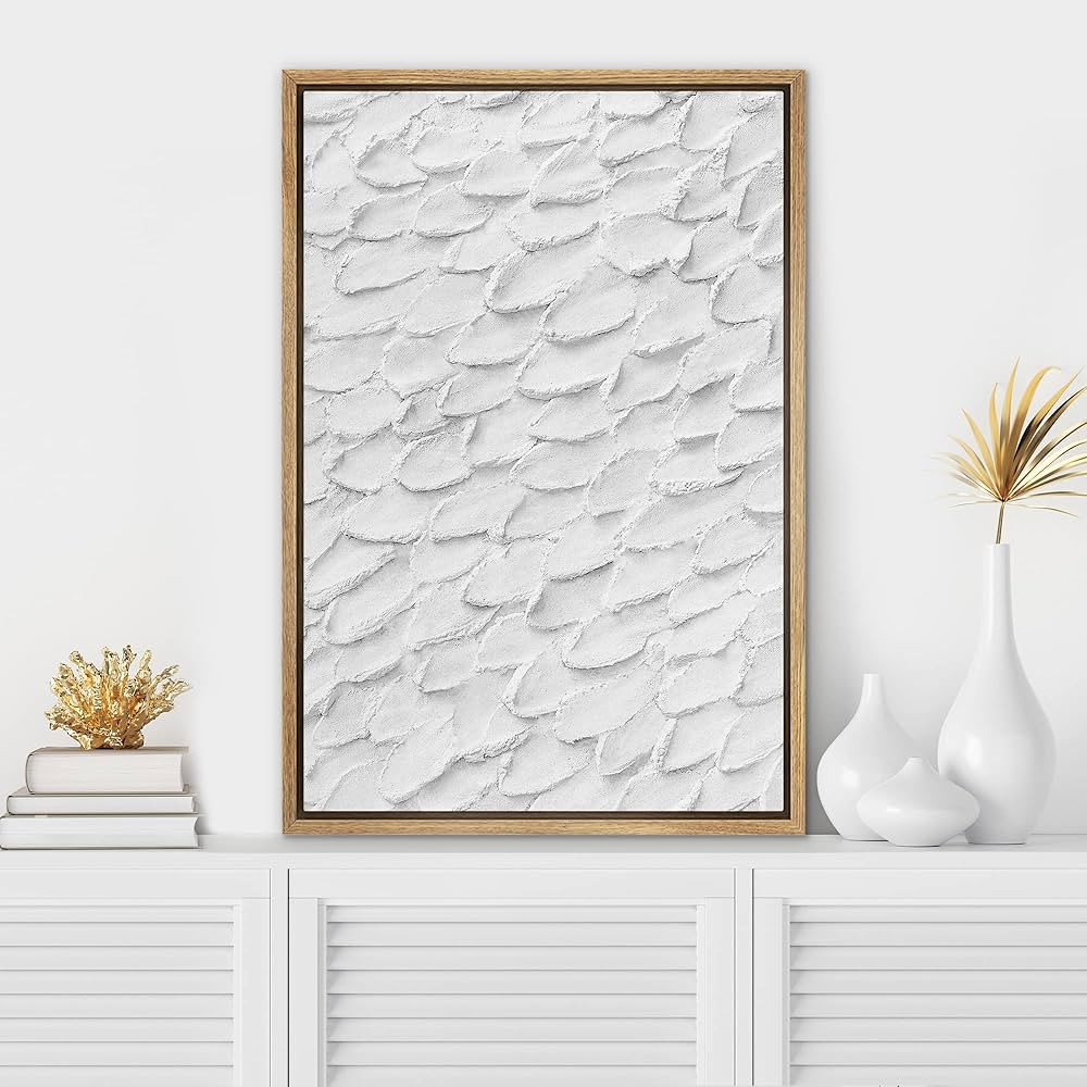 SIGNWIN Framed Canvas Print Wall Art Geometric White Paint Wave Landscape Abstract Shapes Illustrati | Amazon (US)