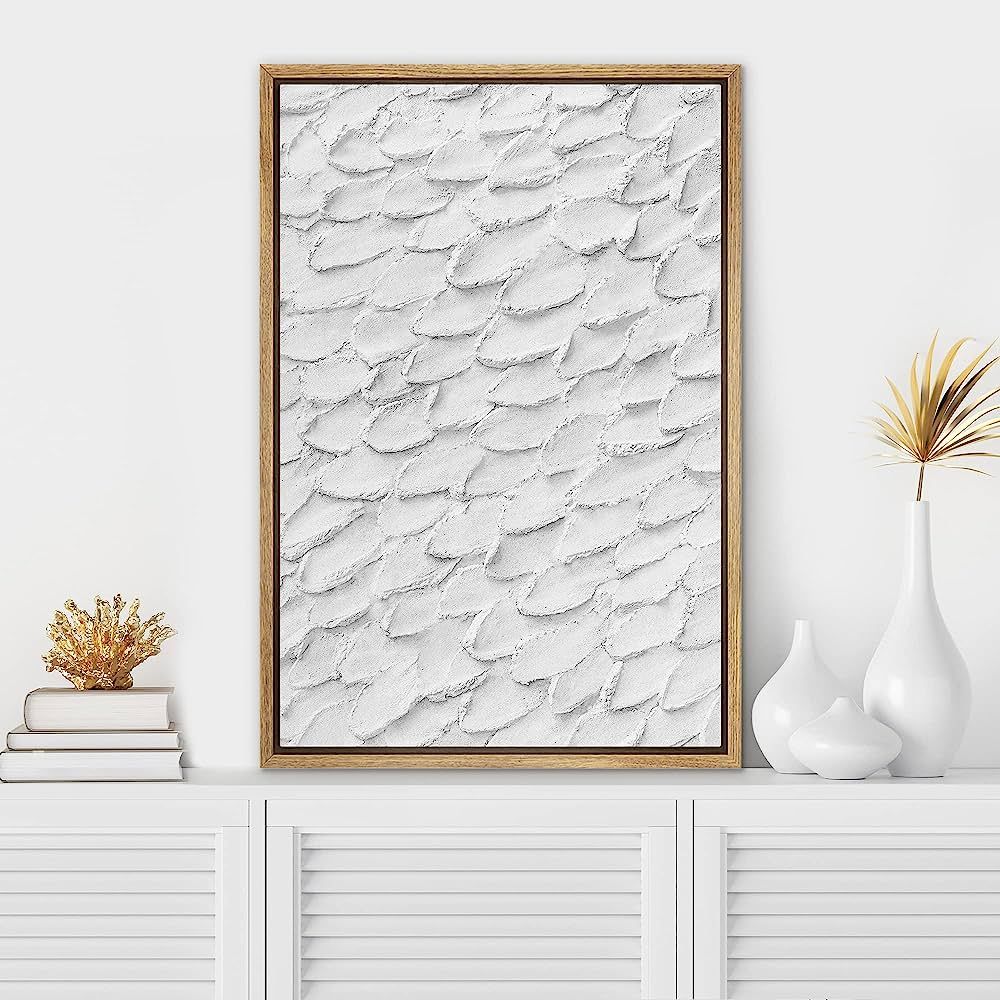 SIGNWIN Framed Canvas Print Wall Art Geometric White Paint Wave Landscape Abstract Shapes Illustrati | Amazon (US)