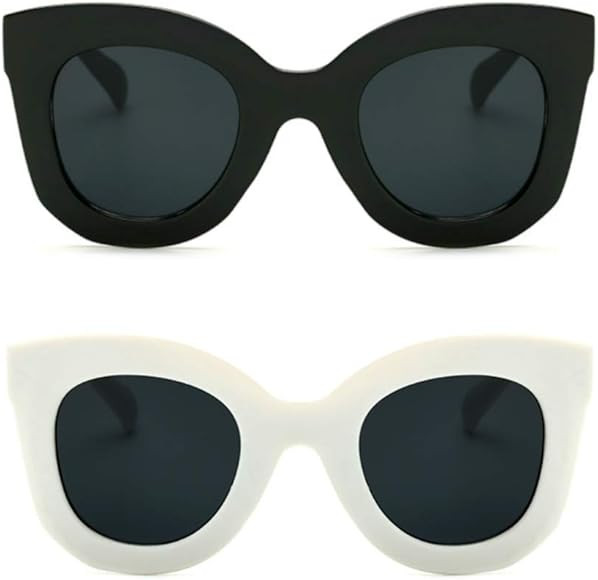 Butterfly Sunglasses Semi Cat Eye Glasses Plastic Frame Clear Gradient Lenses | Amazon (US)