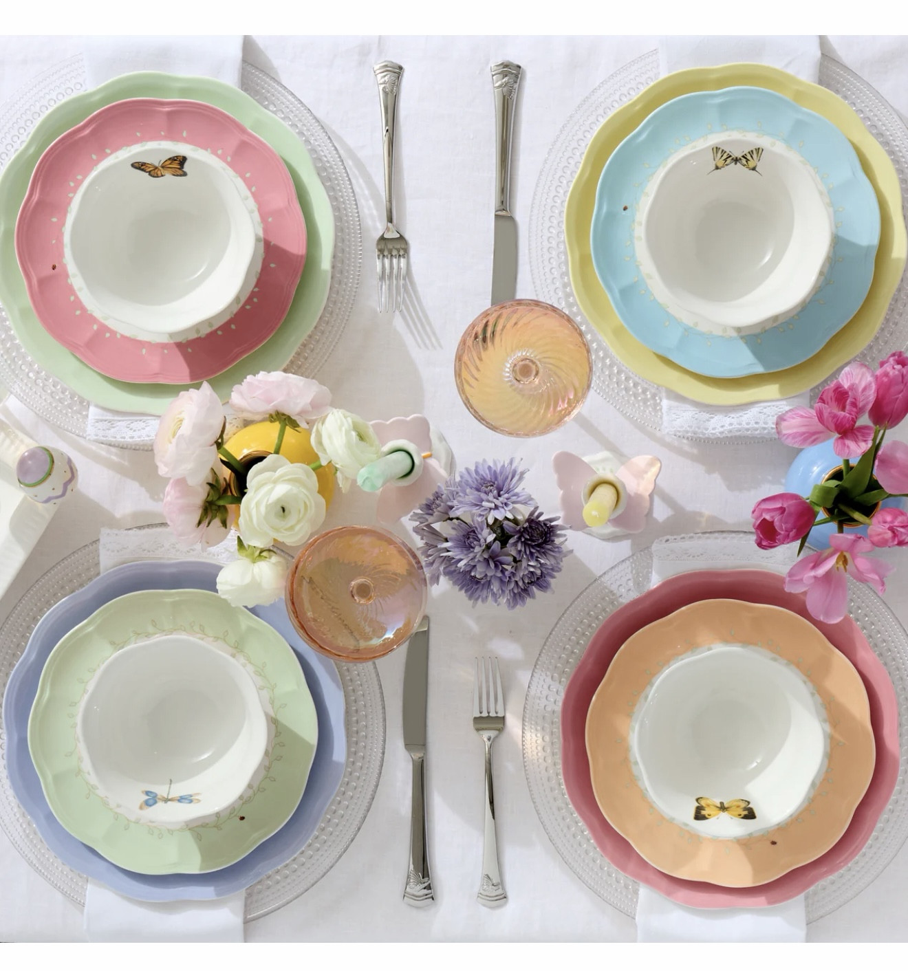 I am officially obsessed with this Butterfly Meadow collection from Lenox 🤍🦋

The soft pastel plates with the delicate butterfly details feel like spring just fluttered right onto the table. I love how you can mix the colors together for that collected, layered look — it’s cheerful without being loud and feminine without feeling fussy.

The dessert plates are perfect for showers, brunches, garden parties, or just a slow Sunday lunch at home. And those pink-stemmed glasses? They add the sweetest little pop.

Linking the Butterfly Meadow china set and the coordinating glassware here — because this would make the prettiest spring table. 🌸✨
#Lenox @lenox
#SpringTable #ButterflyMeadow #Lenox #GardenInspired #SouthernEntertaining #SpringHosting #PastelDecor #BessieAndCoStyle