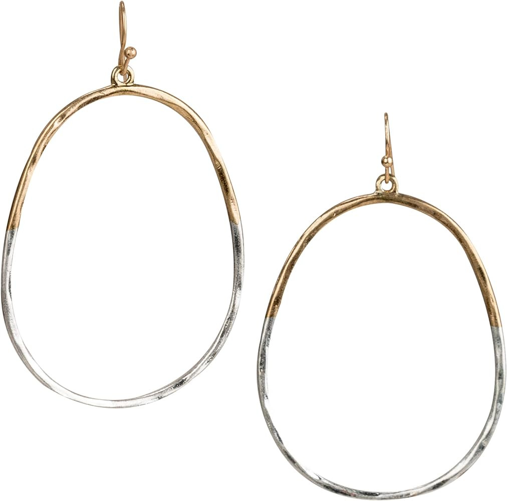 SPUNKYsoul Oval Hoop 2 toned Earrings for Women | Amazon (US)