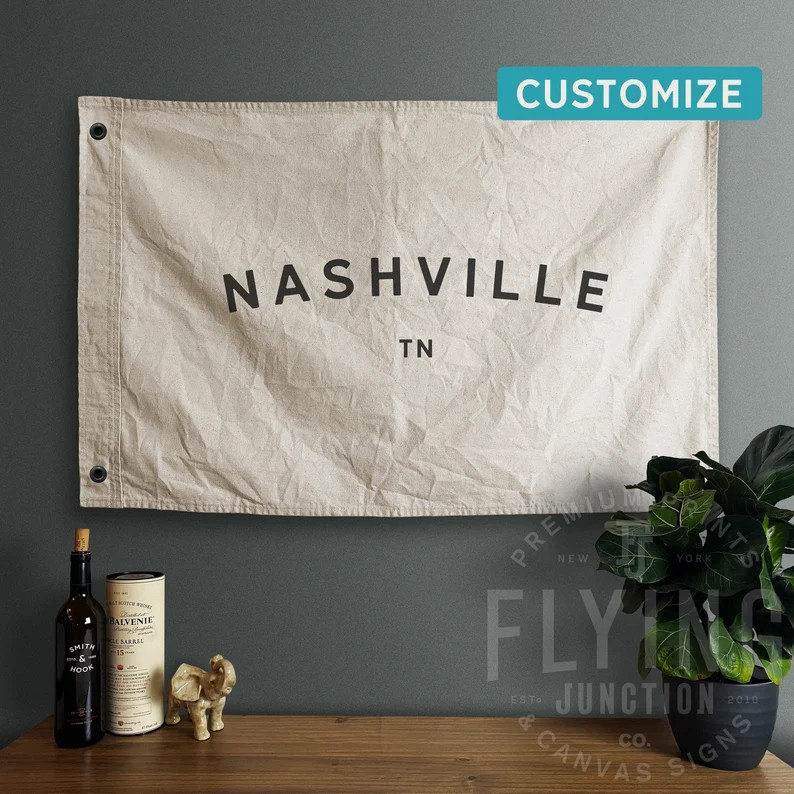 Custom Hand Painted Cotton Canvas Flag Vintage Look Wall Tapestry Home Decor Banner - Etsy | Etsy (US)