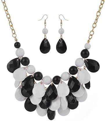 Teardrop Floating Statement Necklace Earrings Bubble Layer Chucky Rib Collor Necklace Resin Boho ... | Amazon (US)