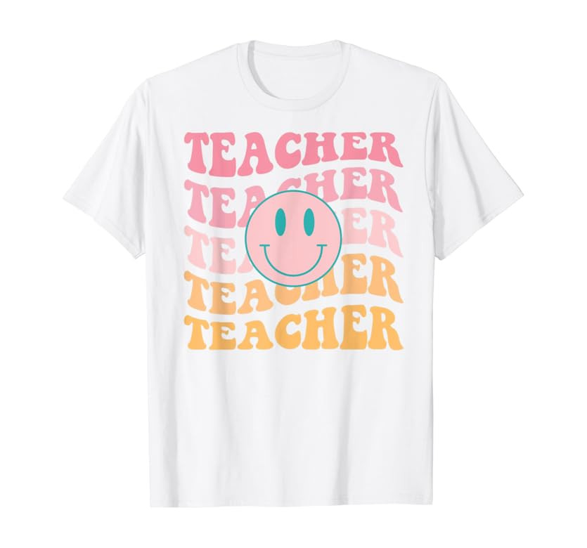 Retro Groovy Teacher Inspirational Colorful Back to School T-Shirt | Amazon (US)