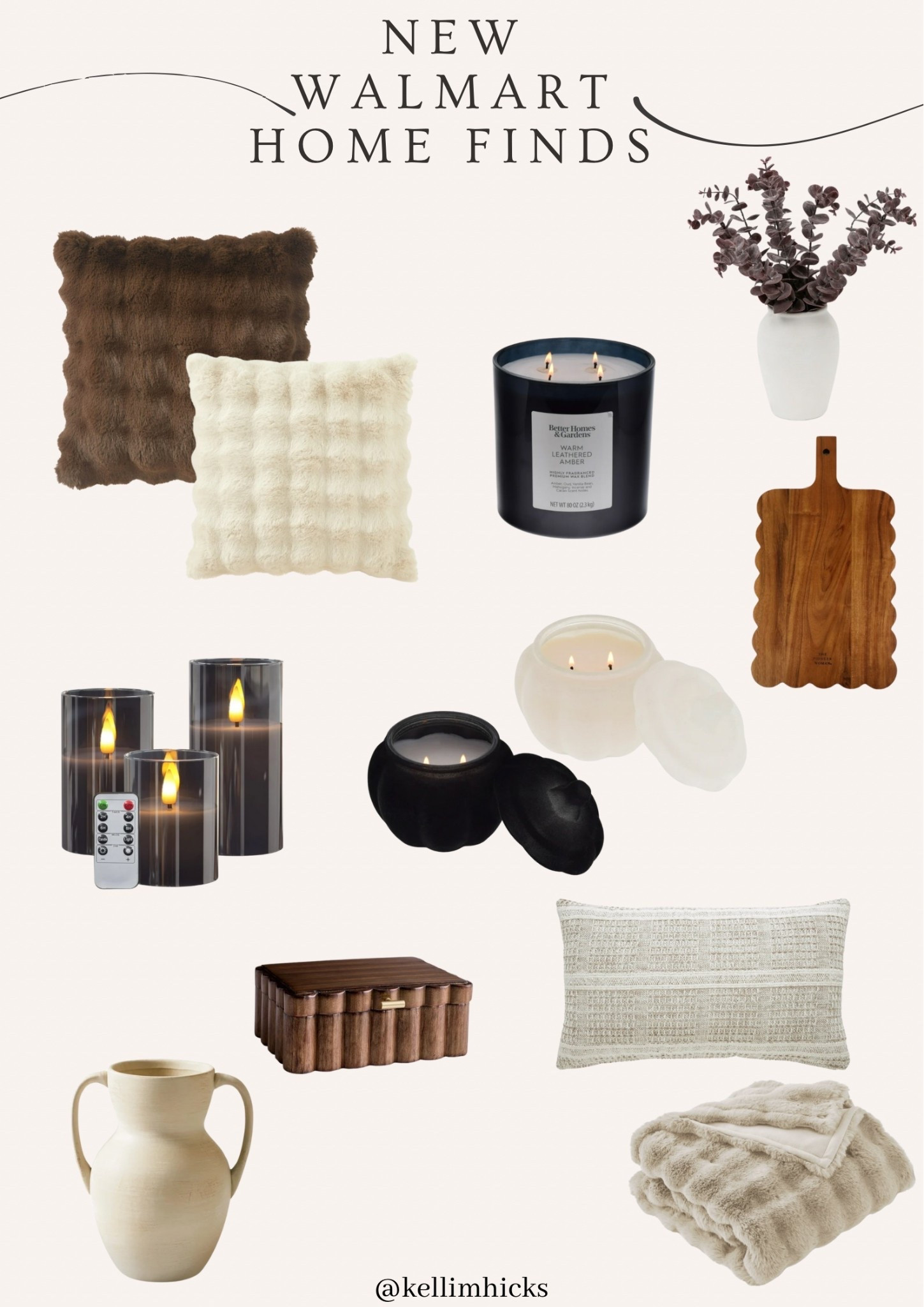 Affordable and chic 🤎 My latest Walmart home finds are giving all the cozy vibes—faux fur pillows, scalloped cutting boards, textured throws, and statement candles. Proof that you don’t have to splurge to make your home feel elevated.
#WalmartHome #AffordableHomeDecor #CozyHomeVibes #LTKHome #WalmartFinds #HomeStyling #LTKFinds