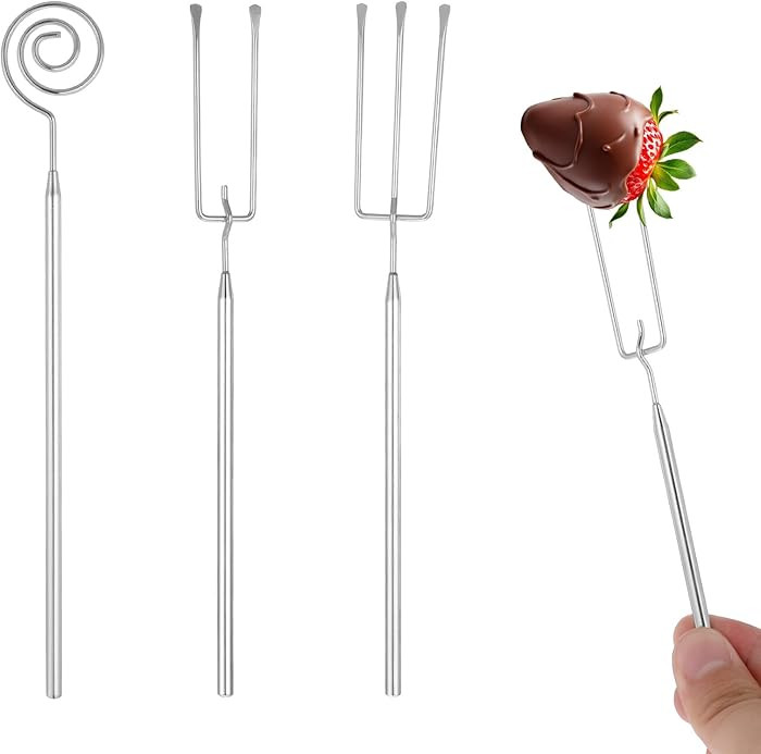 3 Pcs Chocolate Dipping Tool, Stainless Steel Candy Fondue Forks Slotted Spoon Chocolate Dipping ... | Amazon (US)