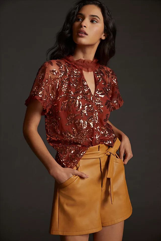 Cut-Out Sequined Blouse | Anthropologie (US)