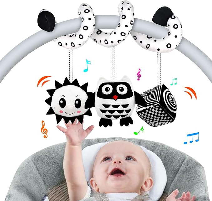 Baby Spiral Hanging Stroller and Car Seat Toys for Babies 0-6 Months Newborn Plush Activity Toys ... | Amazon (US)