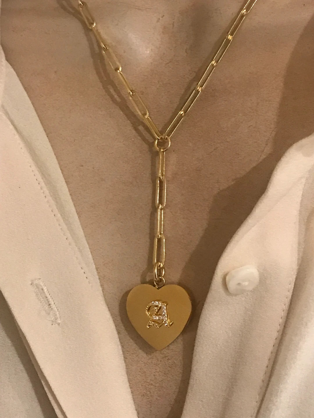 Old English font personalized initial necklace | Etsy (US)