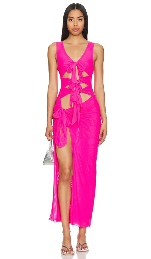 superdown Nelly Sheer Maxi Dress in Pink. - size S | Revolve Clothing (Global)