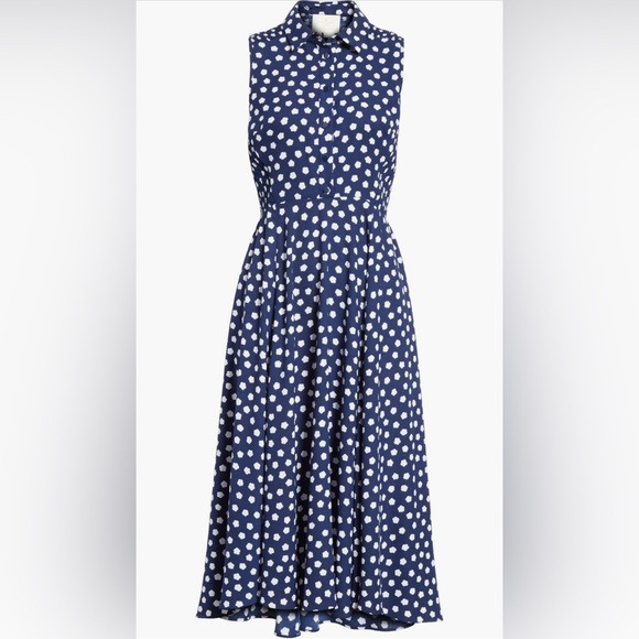 Kate Spade California Dreaming Cloud Dot Midi Dress French Navy & White 6 | Poshmark