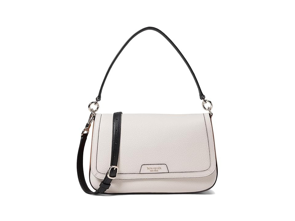 Kate Spade New York Hudson Colorblocked Pebbled Leather Flap Shoulder Bag Shoulder Women's Handbags Parchment, Leather/Silk | Zappos