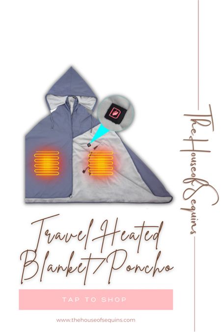 Heated blanket poncho for travel. Amazon finds, Walmart finds. #thehouseofsequins #houseofsequins #tiktok #reels #lifehacks #fall #winter #skiing #snow #cold #sweaterweather  #tailgate #sportsgame #football 